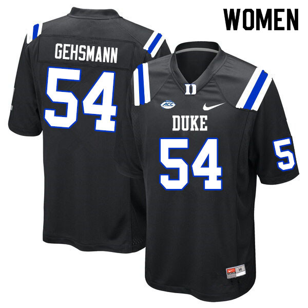 Women #54 Kevin Gehsmann Duke Blue Devils College Football Jerseys Sale-Black - Click Image to Close